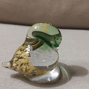 Vintage Hand Blown Art Glass Bird Paperweight Figurine